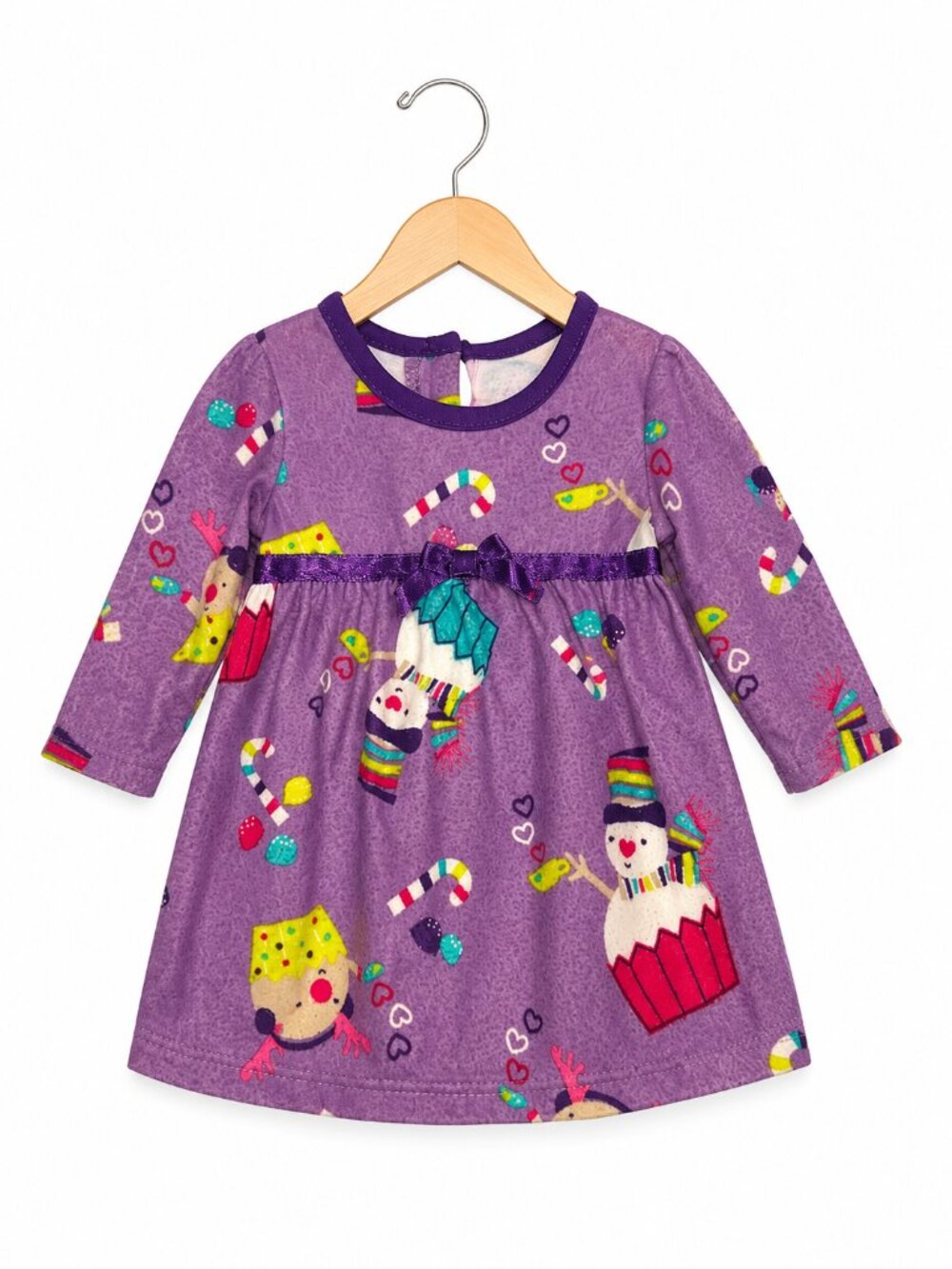 American Flannel Purple Snowman Cupcake Christmas‎ Gown fits 18" Girl Doll